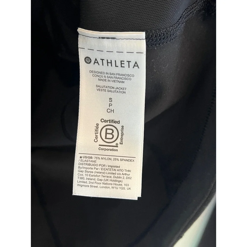 Athleta Salutation Jacket Black Full Zip Yoga Training Mock Neck Small active